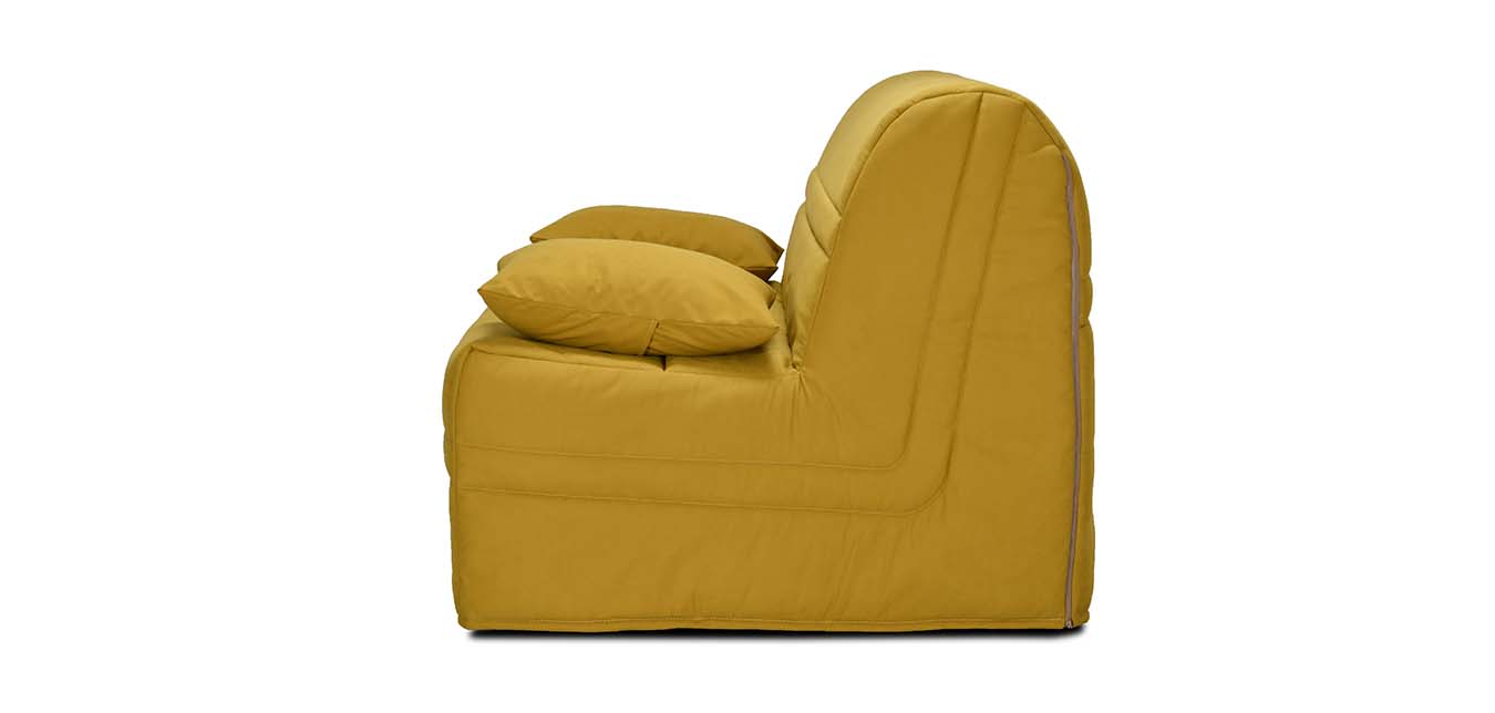 canapé en tissu moutarde