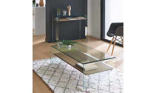 table basse rectangle en verre