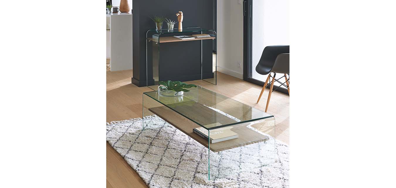 table basse rectangle en verre