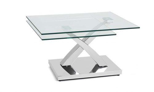 table de salon carrée en verre