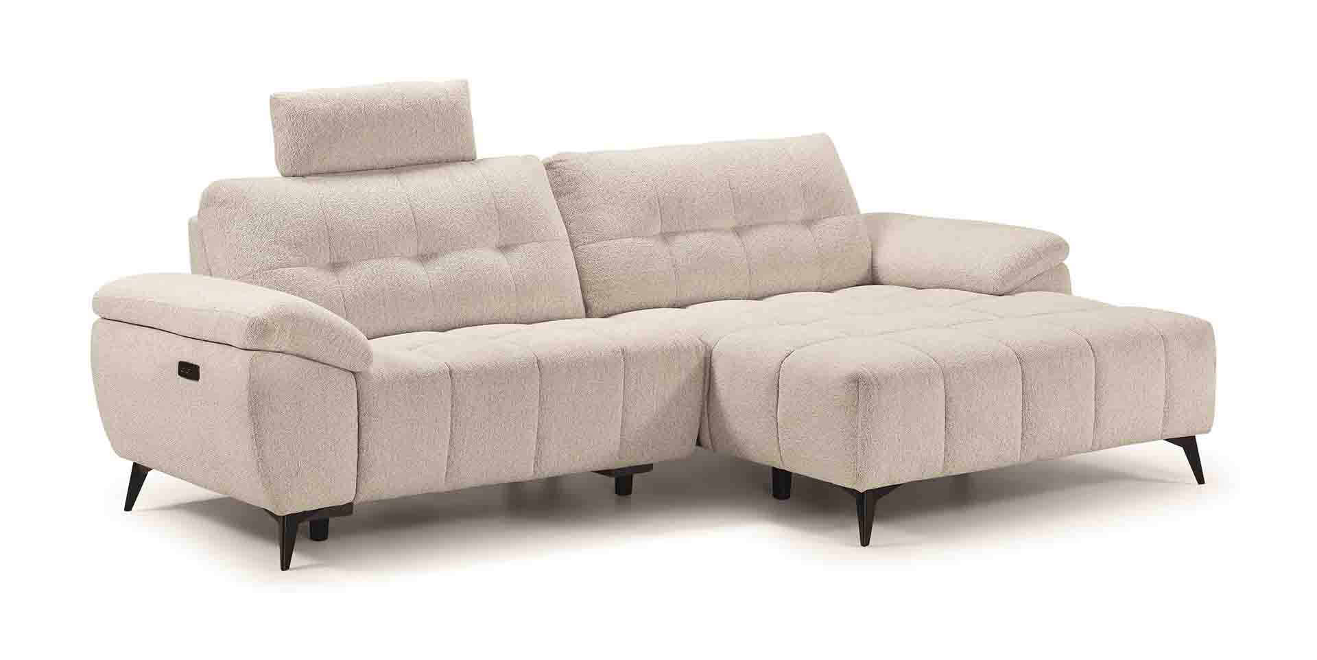 Canapé d’angle relax électrique avec tissu bouclette personnalisable