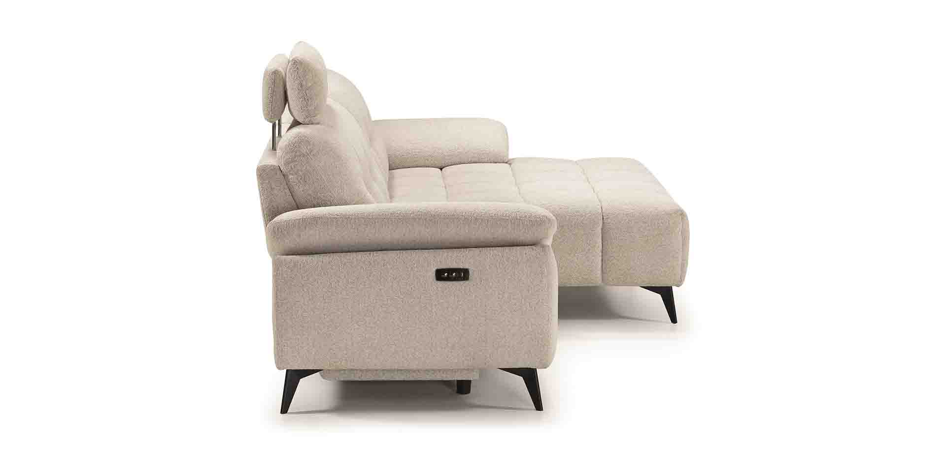 Canapé d’angle relax électrique avec tissu bouclette personnalisable