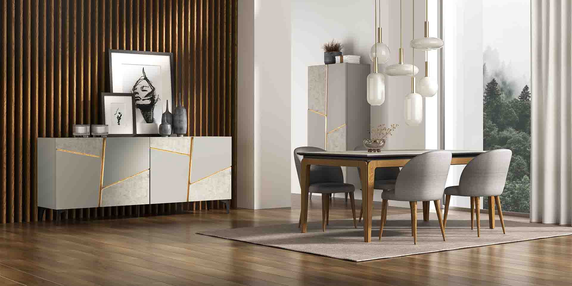 Élégante enfilade 4 portes chêne laque design