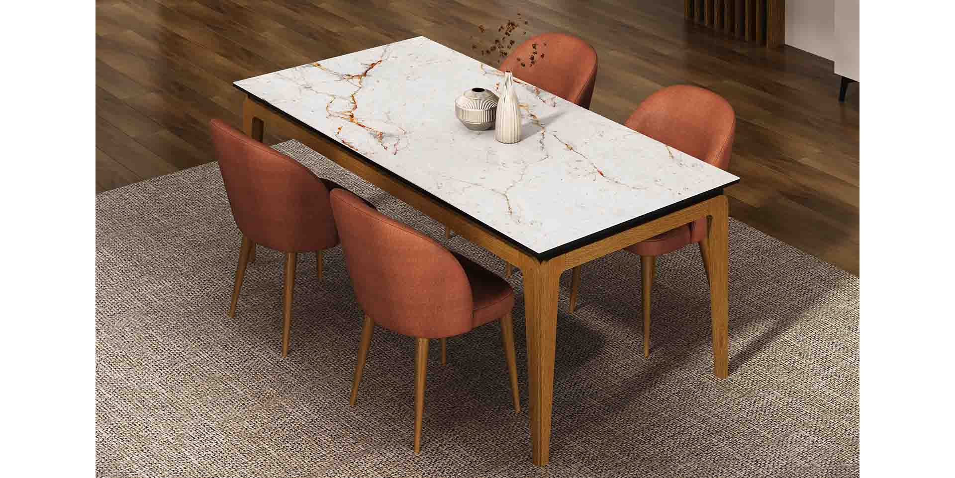 Grande table repas extensible céramique chêne conviviale