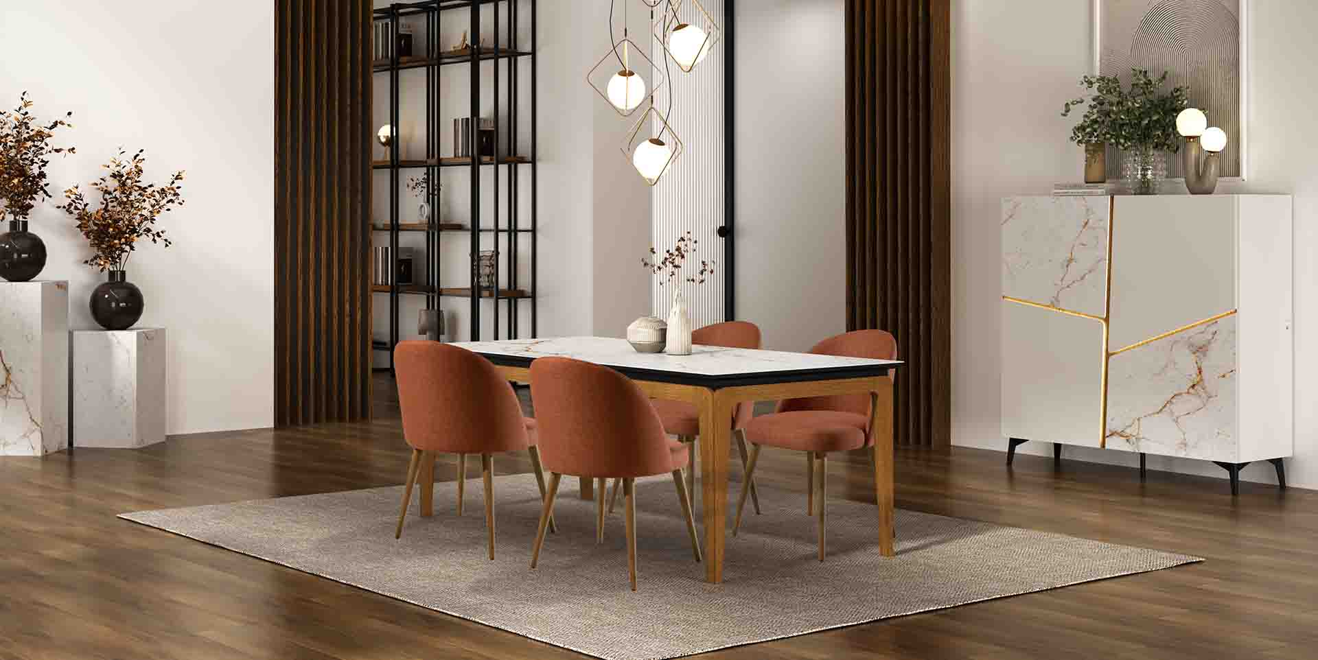 Grande table repas extensible céramique chêne conviviale