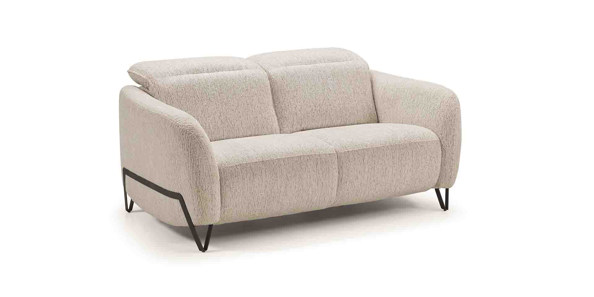 Canapé droit 2 places en tissu modulable avec têtières réglables