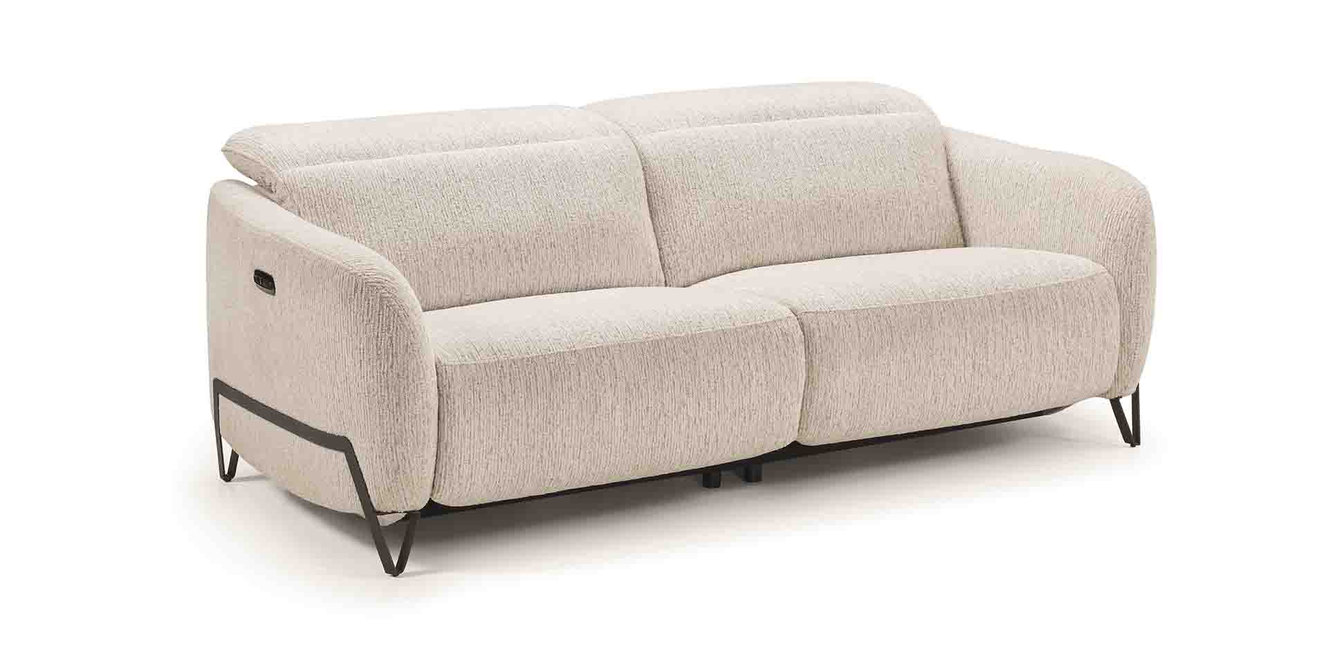 Canapé 3 places relax électrique tissu moderne design