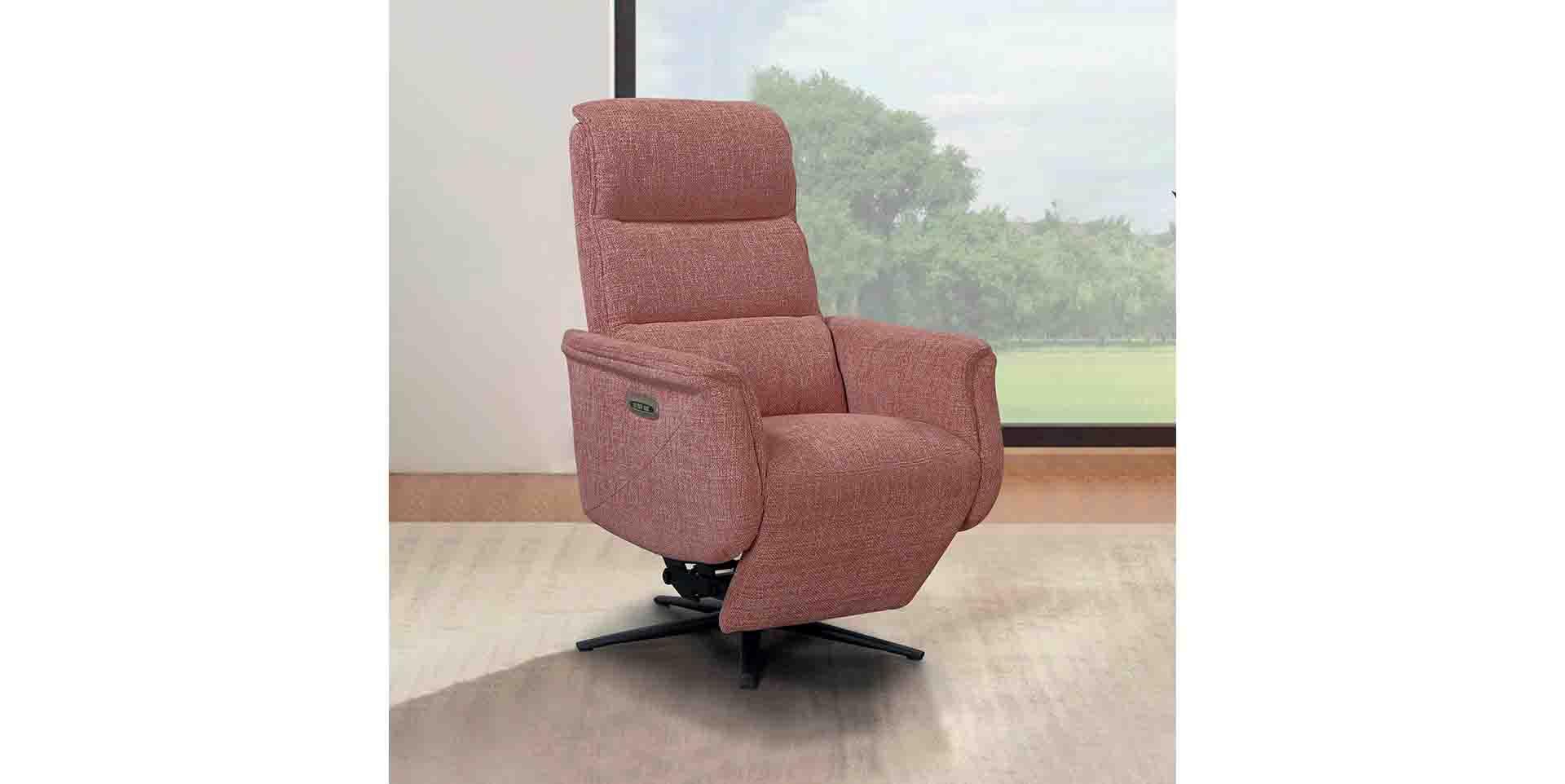 Fauteuil releveur pivotant relax électrique tissu 3 coloris personnalisable.