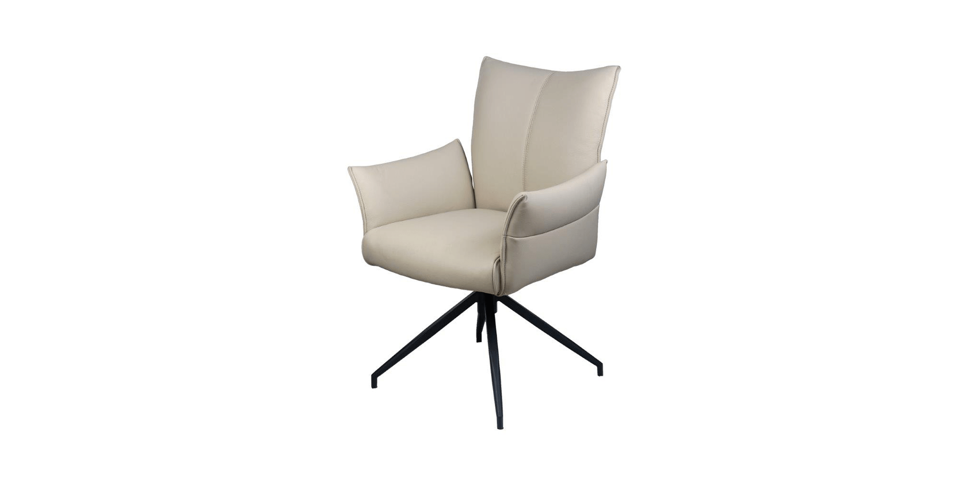 Chaise pivotante CEZANNE en cuir avec accoudoirs et piètement métal