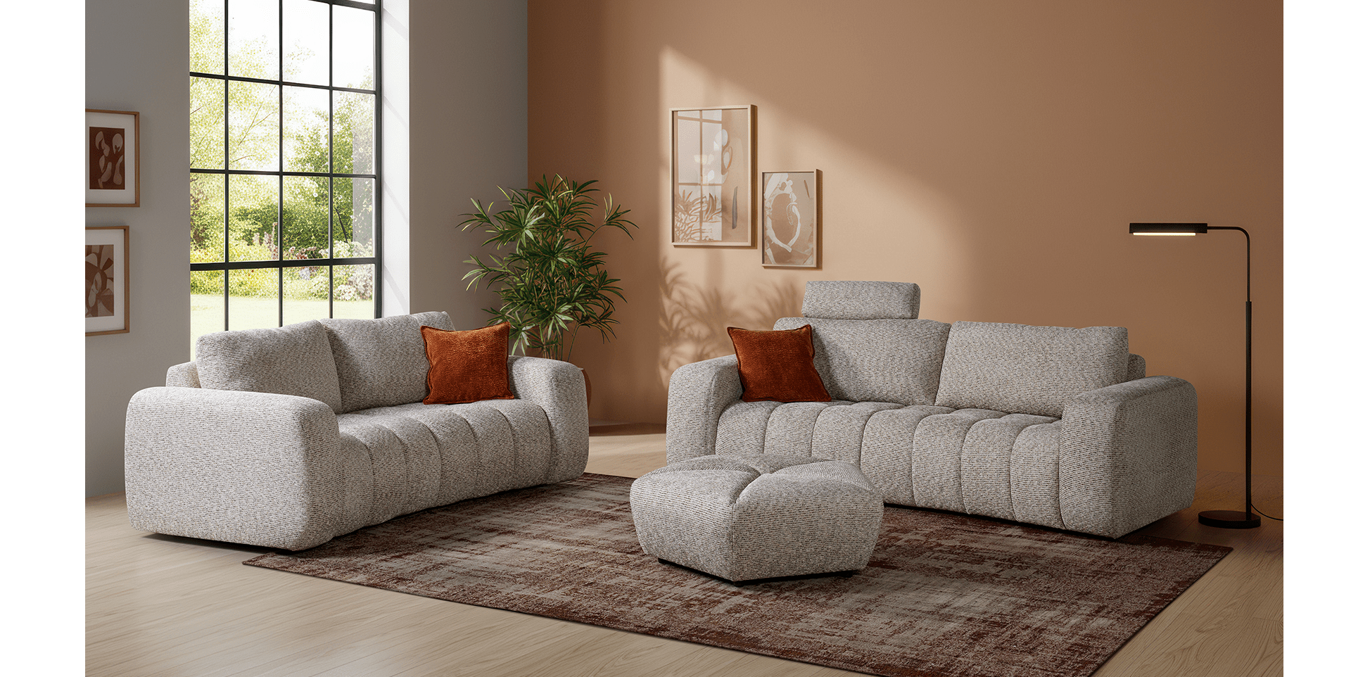 canapé droit têtières amovibles relevables haut de gamme