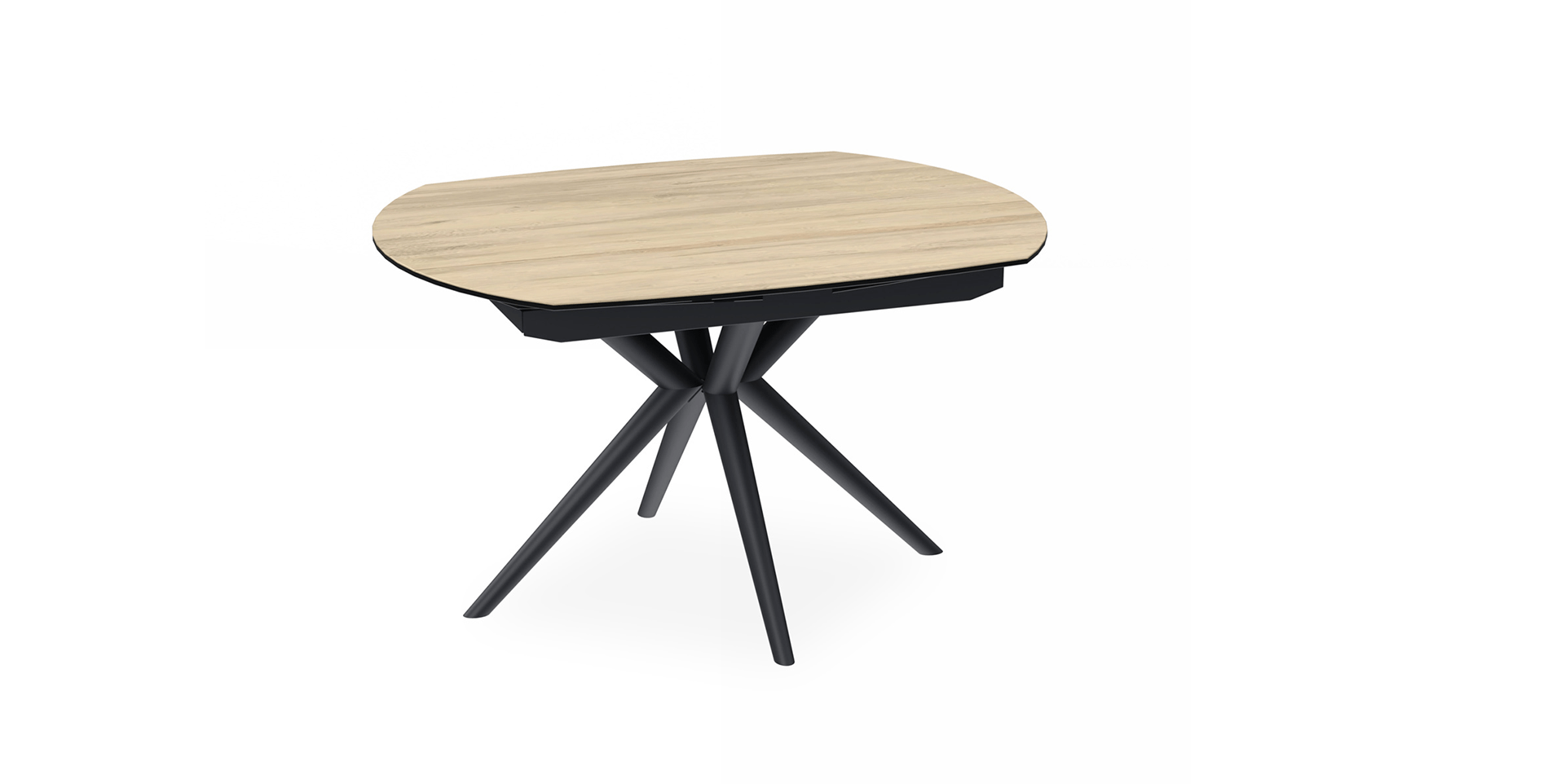 table ovale 2 allonges plateau céramique pieds métal