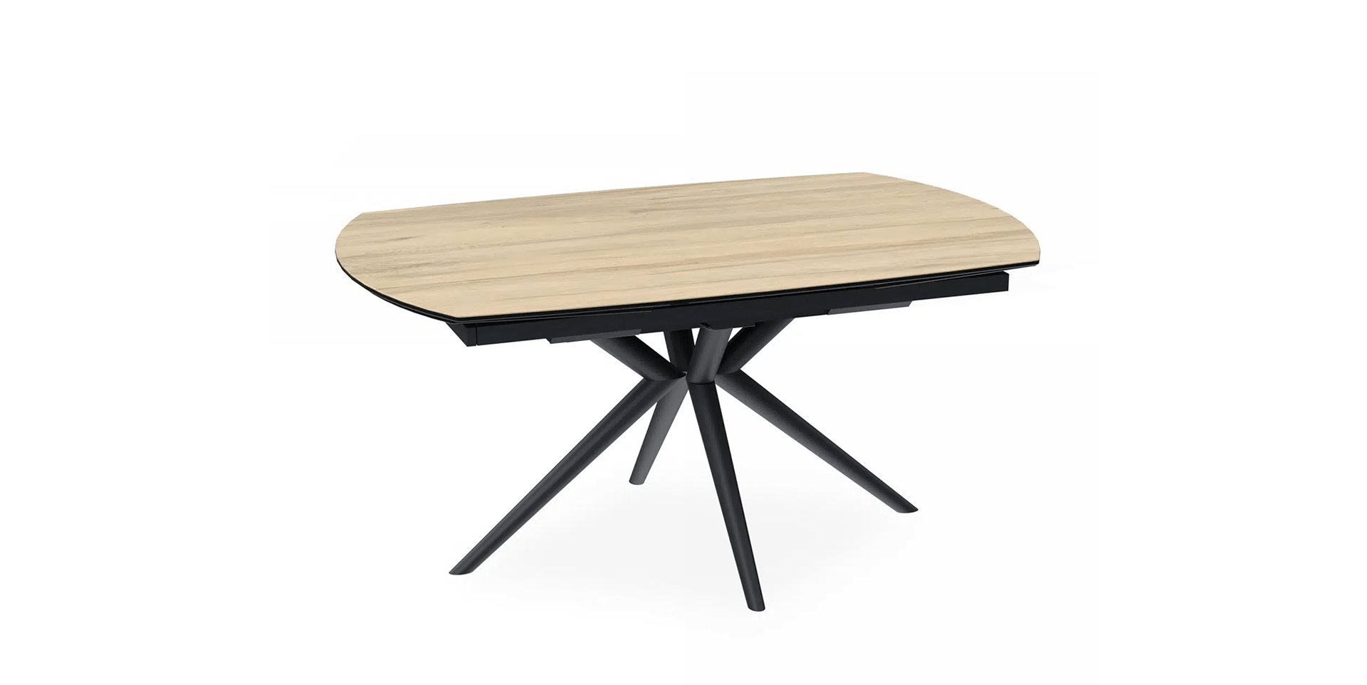 table ovale 2 allonges plateau céramique pieds métal