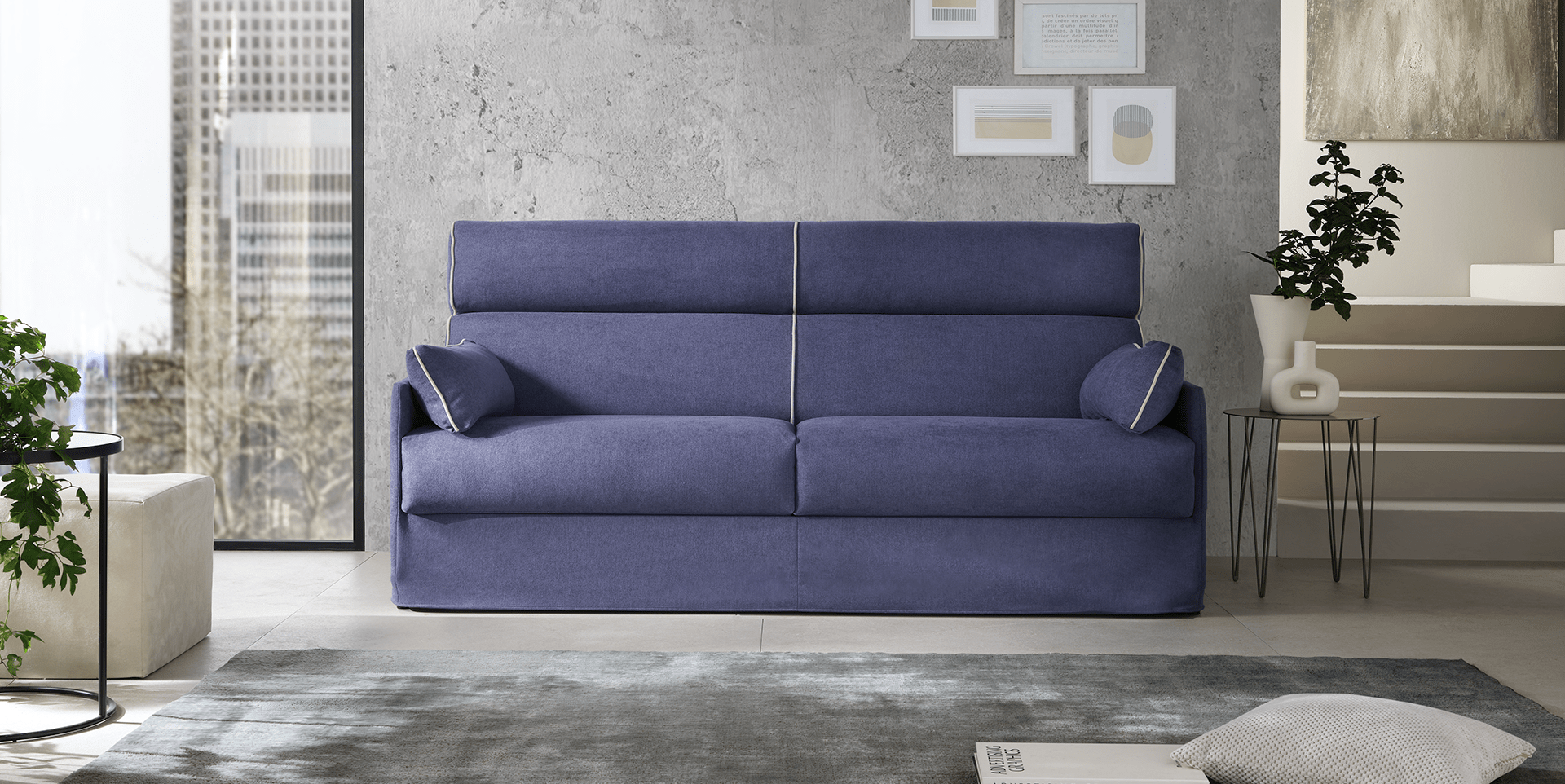 canapé tissu convertible renversement dossier haut de gamme