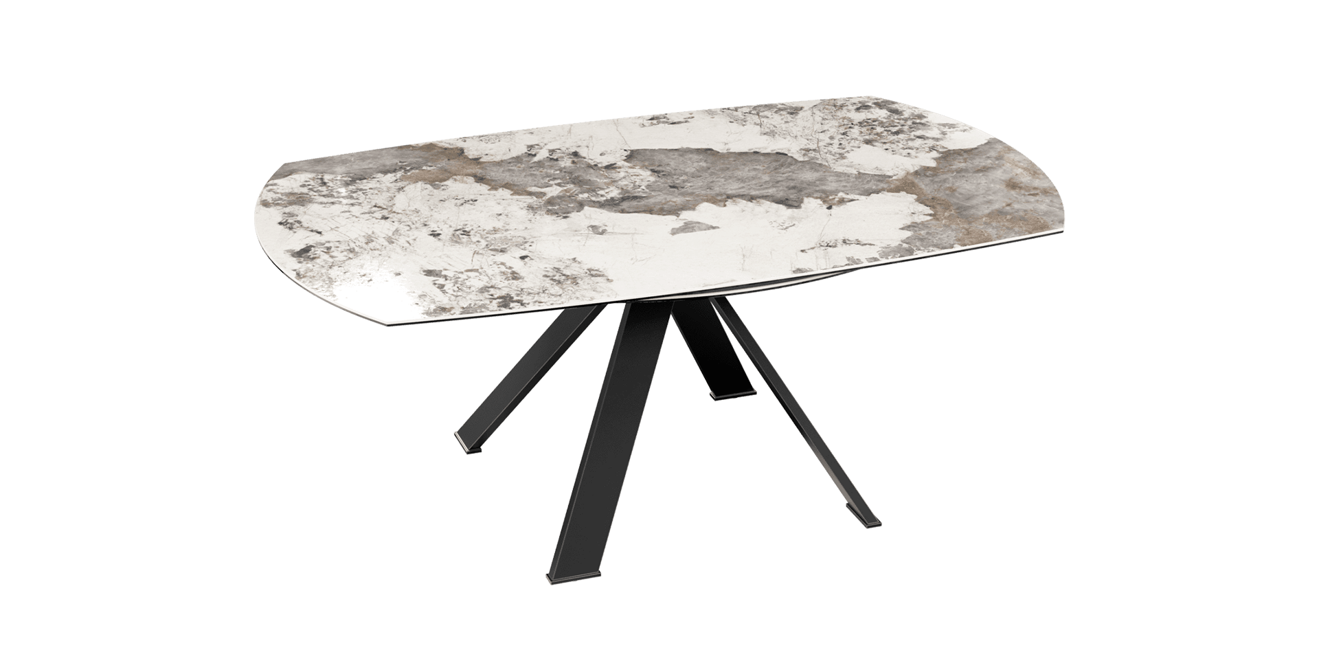 table extensible plateau céramique pieds métal 10 personnes deux allonges