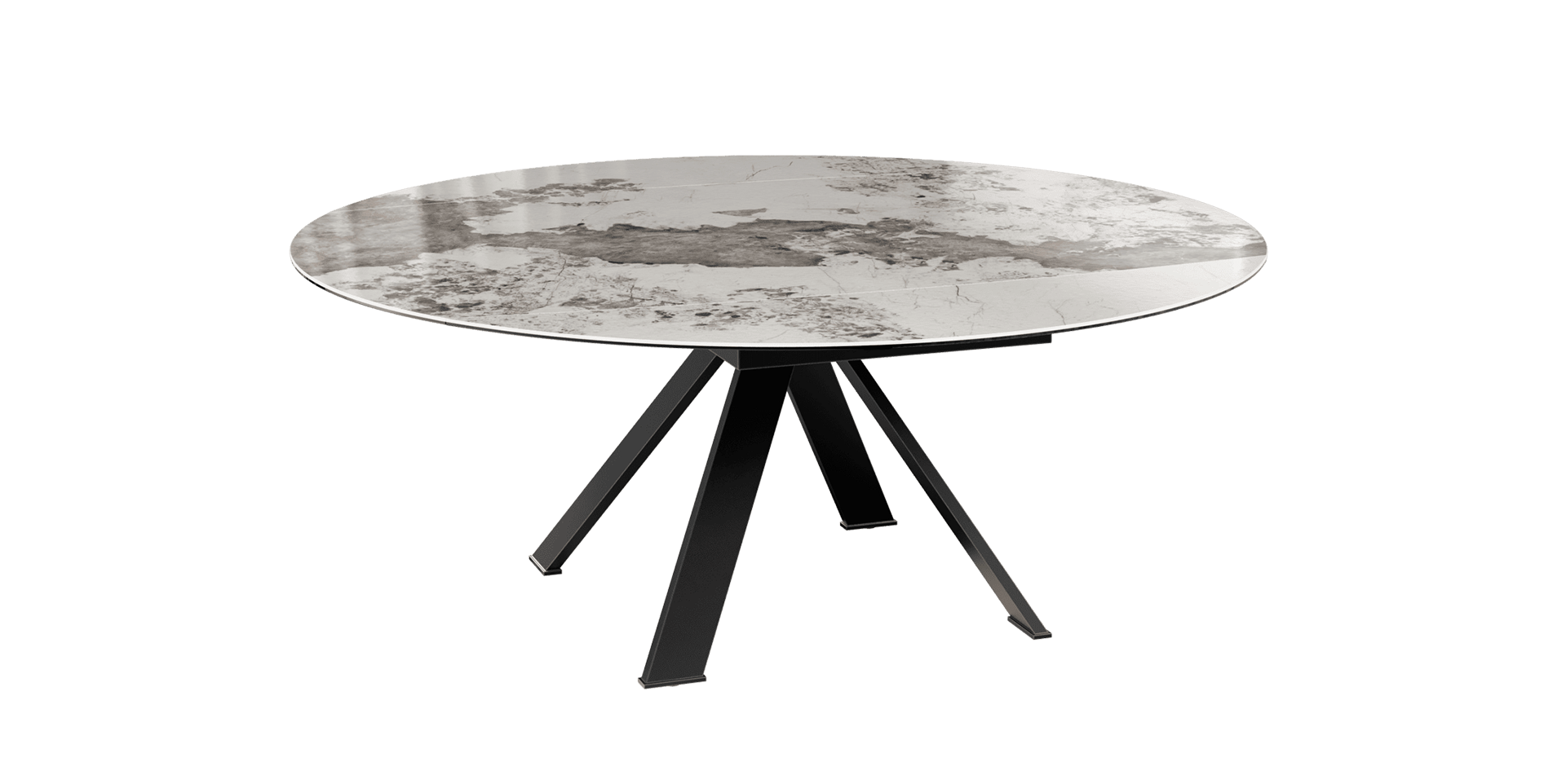 table extensible plateau céramique pieds métal 10 personnes deux allonges