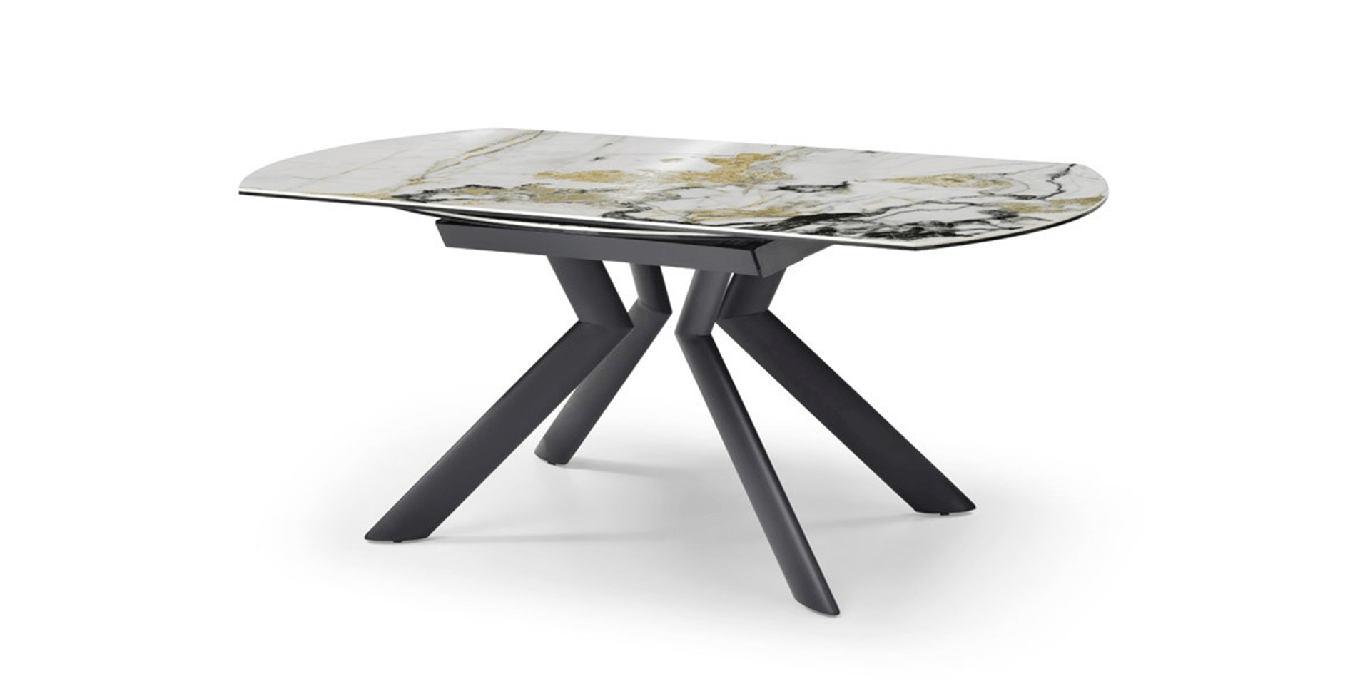 table céramique pieds métal allonges latérales